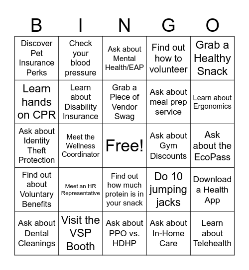 2026 Benefits & Wellbeing Experience Bingo Card