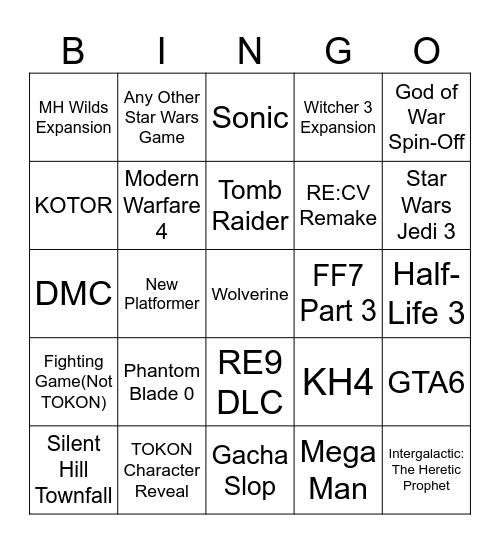 State of Play/Summer Games Fest Bingo Card