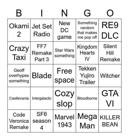 SUMMER GAMES FEST 2026 SAVE US GEOFF KEIGHLEY Bingo Card