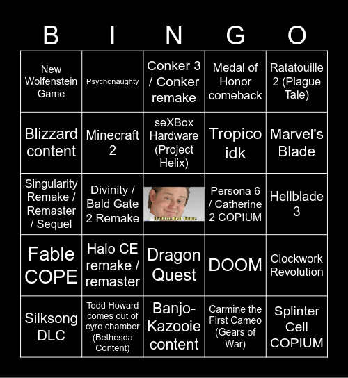 Xbox Showcase 2026 Bingo Card
