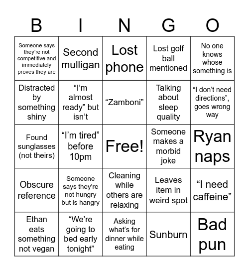 Bach Bingo Card