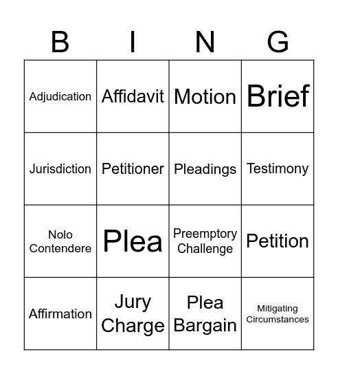 Jeffery Bingo Card