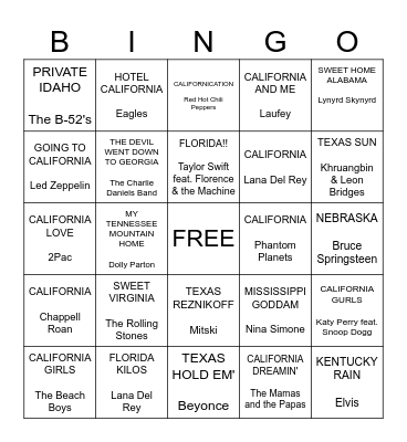 USA! USA! Bingo Card