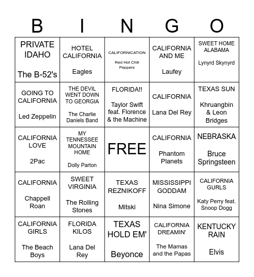 USA! USA! Bingo Card