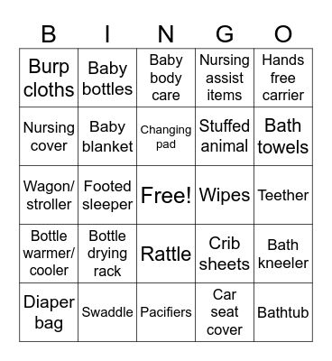 Baby Gift Bingo Card