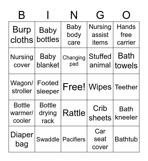 Baby Gift Bingo Card