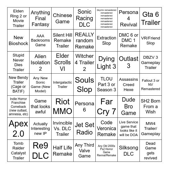 SGF Bingo Card