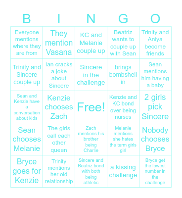 Love Island Season 8 Bingo Card
