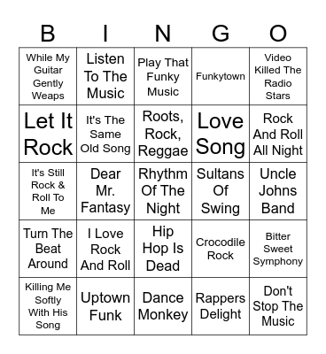 Music About Music Bingo Card