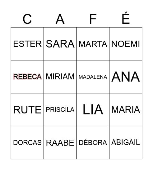 Café com Fé Bingo Card