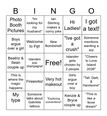 LOVE ISLAND SEASON 8! Bingo Card