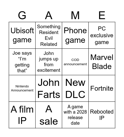 Layla’s SGF Card Bingo Card