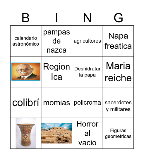 Cultura Nazca Bingo Card
