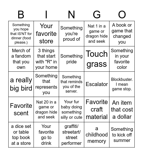 Pride Event Bingo Card