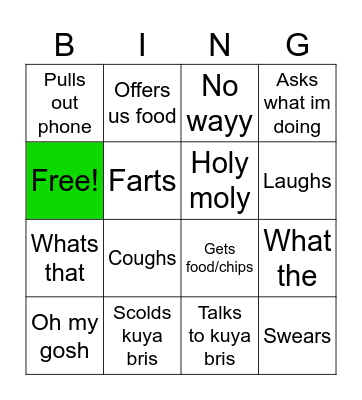 Dad Bingo. MOVIE: Obsession Bingo Card