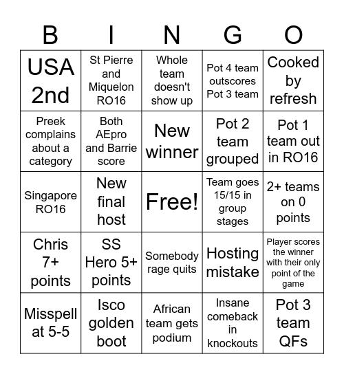 NC S100 bingo Card