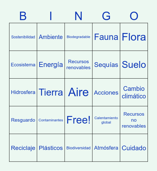 Dia del medio ambiente Bingo Card