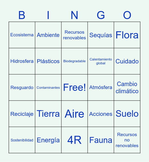 Dia del medio ambiente Bingo Card