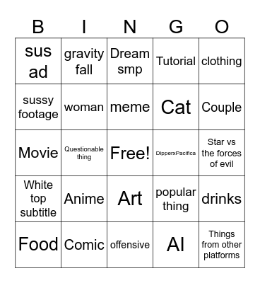 Jakim's Pinterest Bingo Card