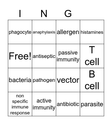Immune system Bingo Card
