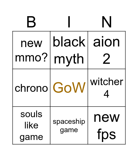 SGF Bingo Card