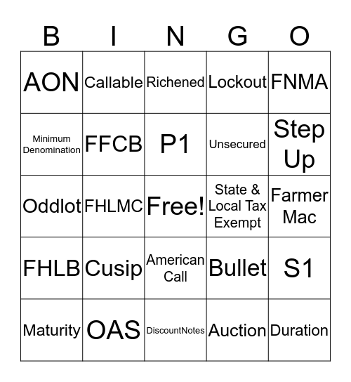 Agencies Bingo Card