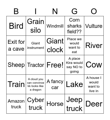 Road Trip 2026 Bingo Card