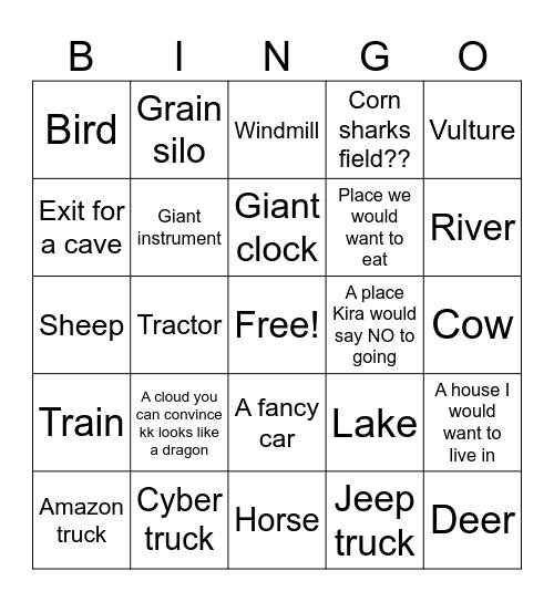 Road Trip 2026 Bingo Card