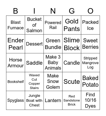 MINECRAFT BINGO 3.0 Bingo Card