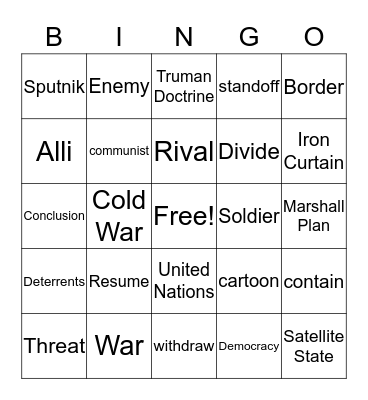 Cold War Bingo Card