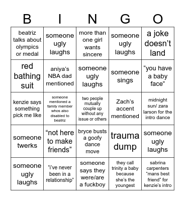 LOVE ISLAND BINGO Card