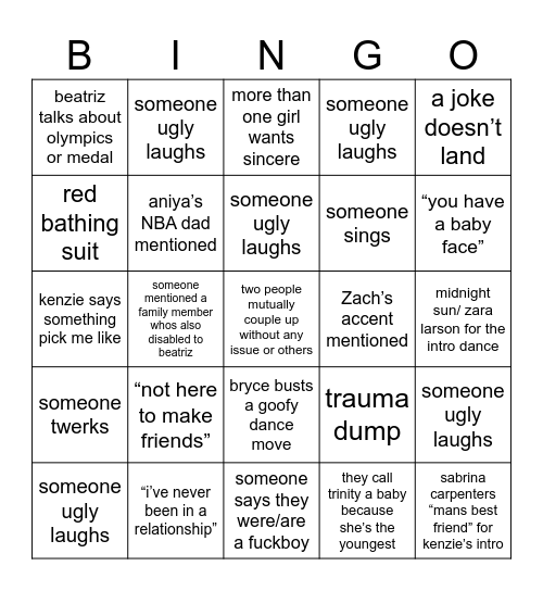 LOVE ISLAND BINGO Card