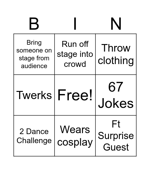 BBNO$ Bingo Card