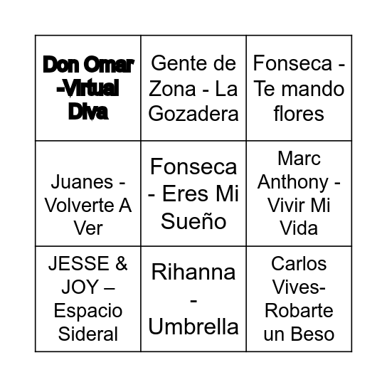 Bingo Musical Bingo Card