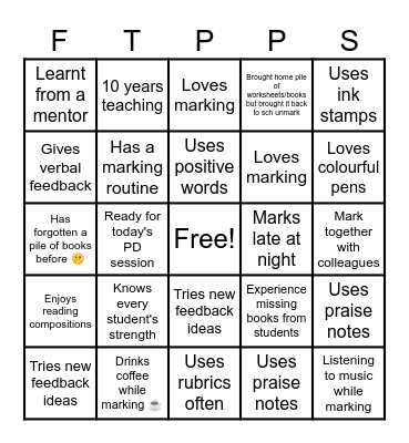 I'm the teacher who... Bingo Card