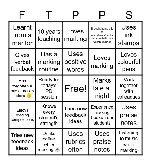I'm the teacher who... Bingo Card