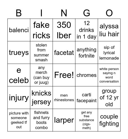 summer smash 2026 bingo Card
