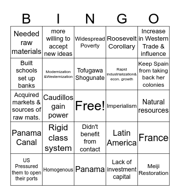 Global 2 Chapter 9 Review Bingo Card