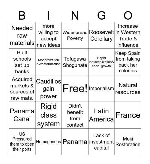 Global 2 Chapter 9 Review Bingo Card