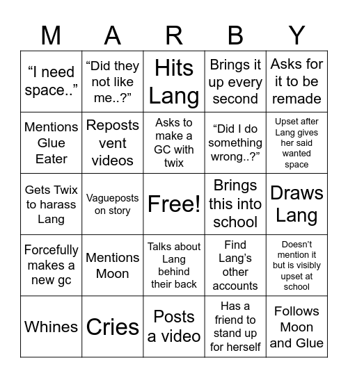 please shower Bingo Card