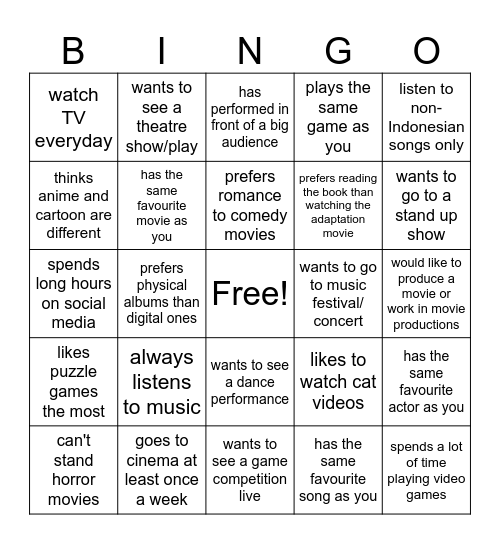 Find someone who Bingo Card