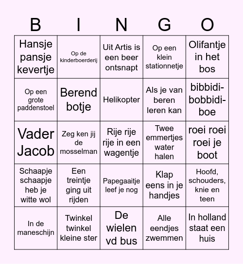 Bbshwr musicbingo Card