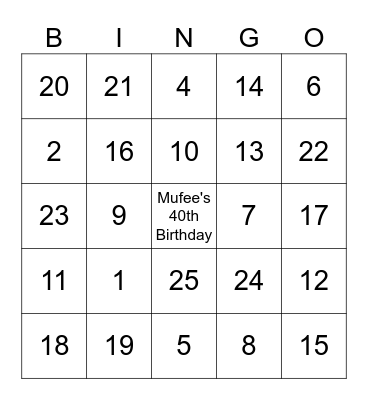 Mufee's 40 Naughty Bingo Card