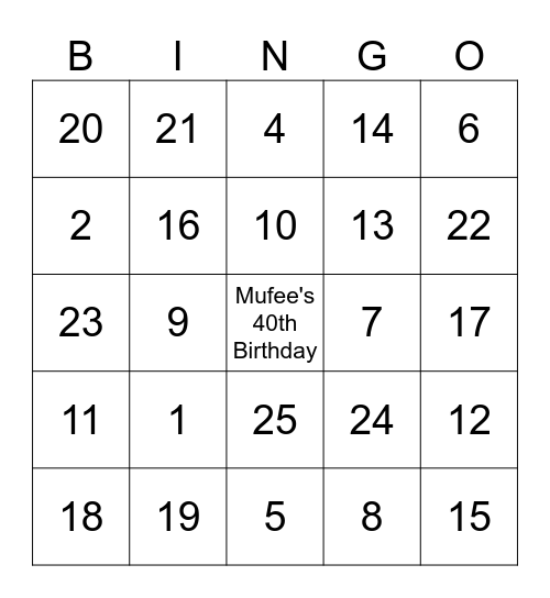Mufee's 40 Naughty Bingo Card