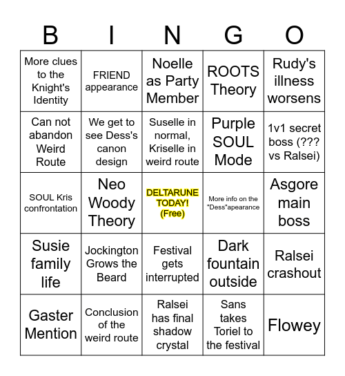 DELTARUNE CHAPTER 5 BINGO Card