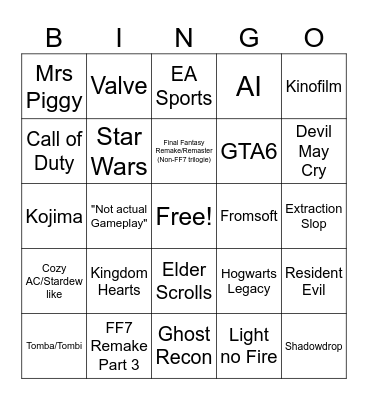 SGF Madness Bonanza Bingo Card