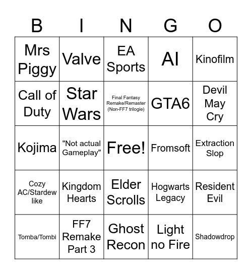SGF Madness Bonanza Bingo Card
