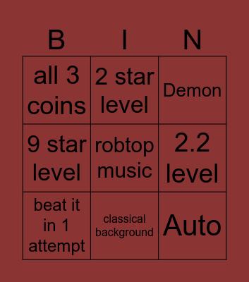 Random Tab Bingo Card