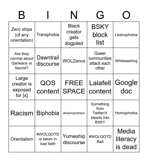 FFXIV DRAMA OF THE DAY Bingo Card