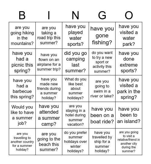 FIND SOMEONE WHO... SUMMER EDITION Bingo Card